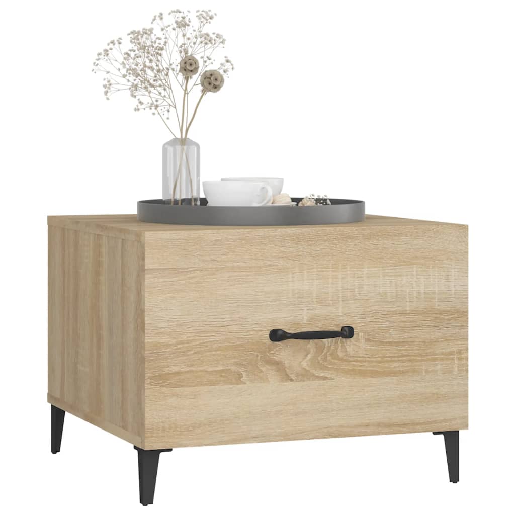 vidaXL Coffee Table with Metal Legs 2 pcs Sonoma Oak 50x50x40 cm