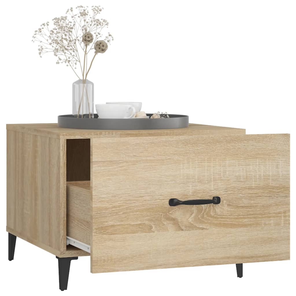 vidaXL Coffee Table with Metal Legs 2 pcs Sonoma Oak 50x50x40 cm