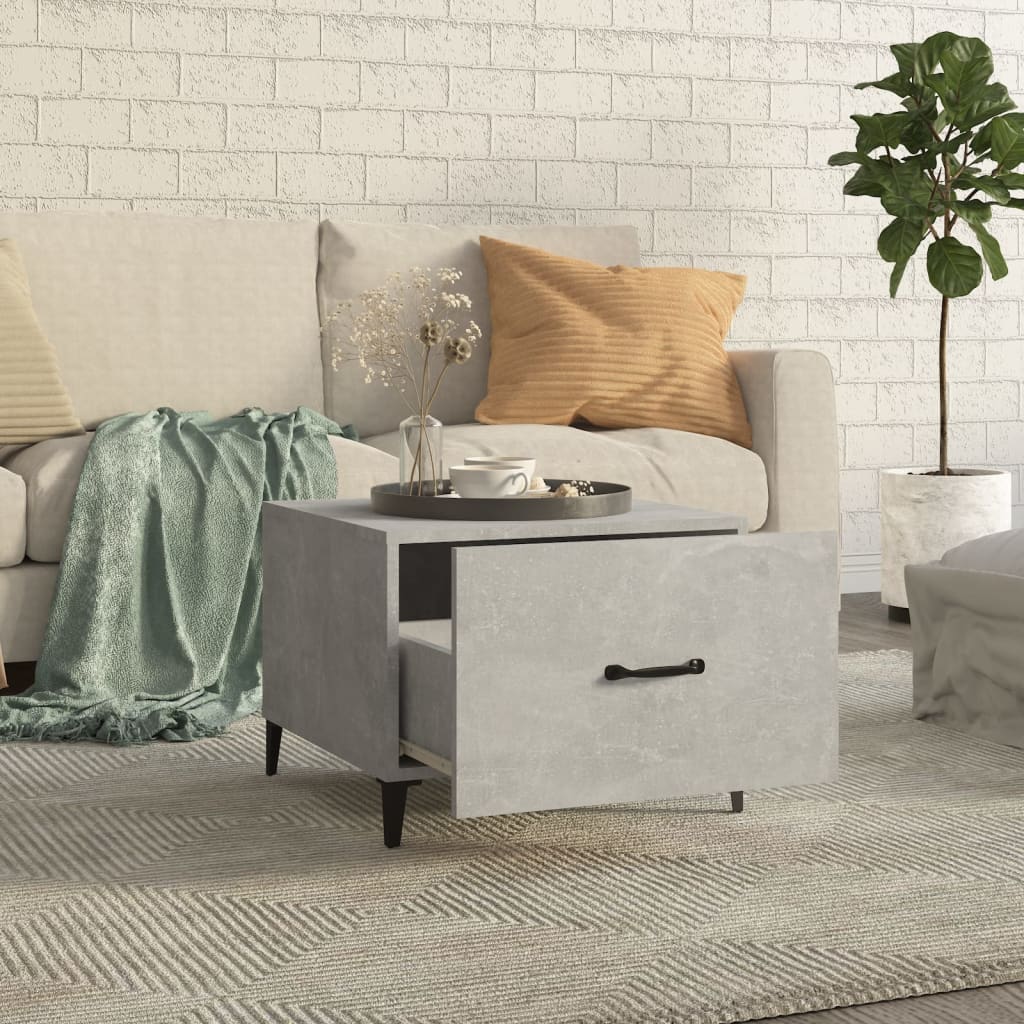 vidaXL Coffee Table with Metal Legs 2 pcs Concrete Grey 50x50x40 cm