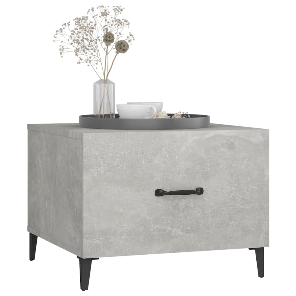 vidaXL Coffee Table with Metal Legs 2 pcs Concrete Grey 50x50x40 cm
