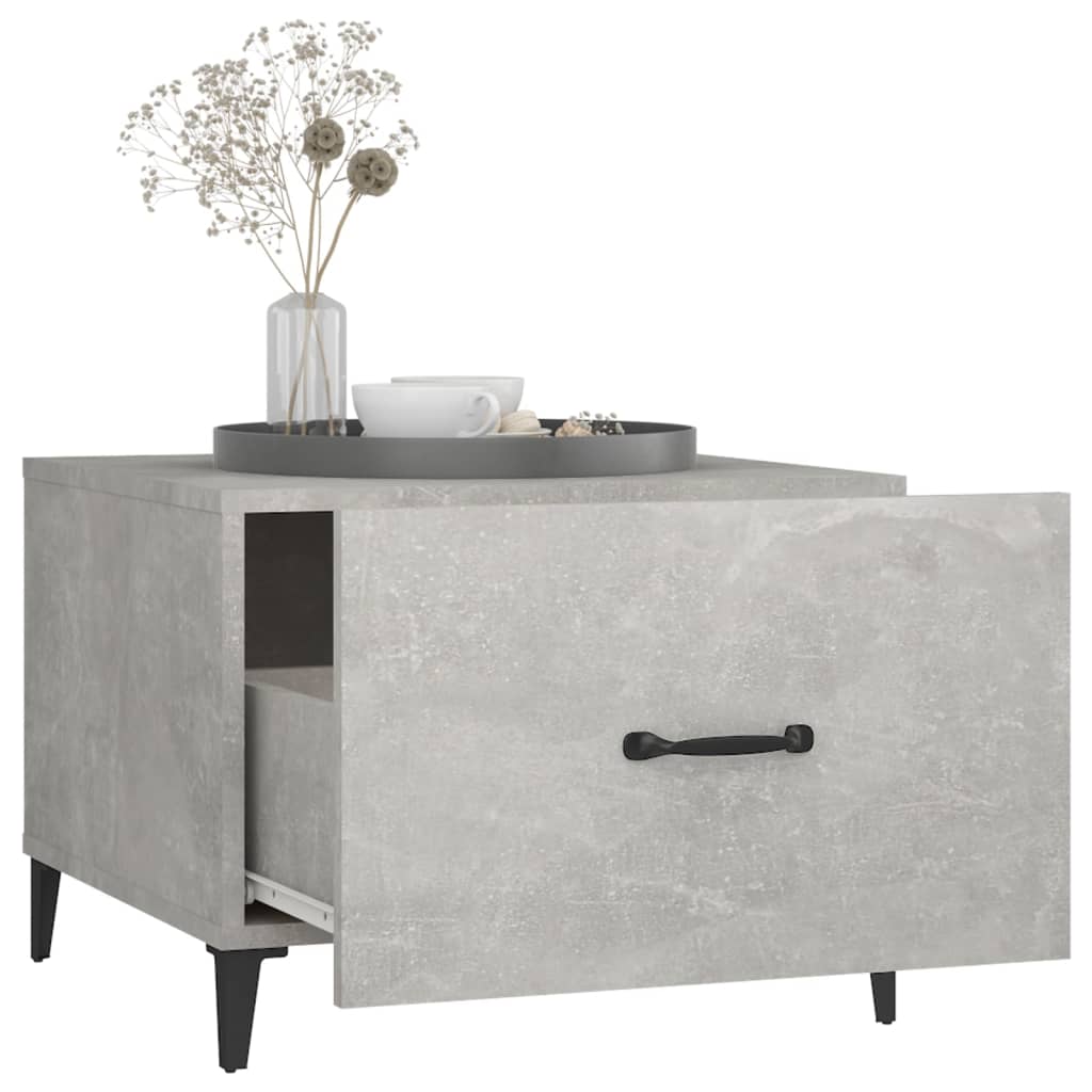 vidaXL Coffee Table with Metal Legs 2 pcs Concrete Grey 50x50x40 cm