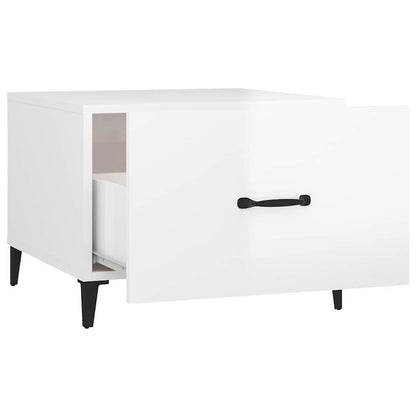 vidaXL Coffee Table with Metal Legs High Gloss White 50x50x40 cm