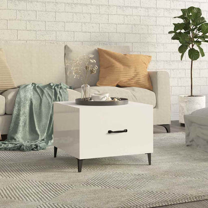 vidaXL Coffee Table with Metal Legs High Gloss White 50x50x40 cm