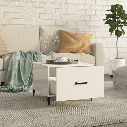 vidaXL Coffee Tables with Metal Legs 2 pcs High Gloss White 50x50x40 cm