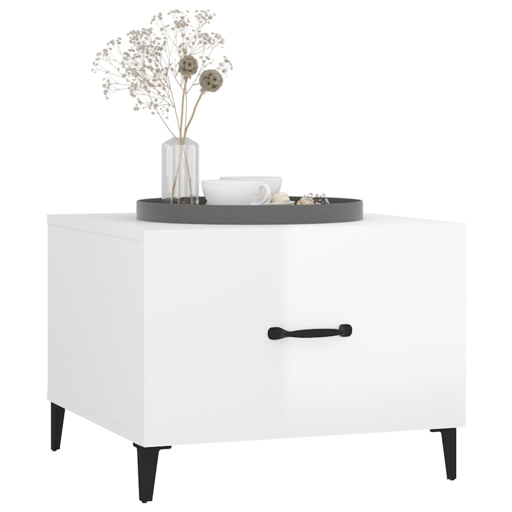 vidaXL Coffee Tables with Metal Legs 2 pcs High Gloss White 50x50x40 cm