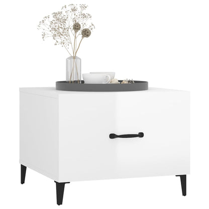 vidaXL Coffee Tables with Metal Legs 2 pcs High Gloss White 50x50x40 cm