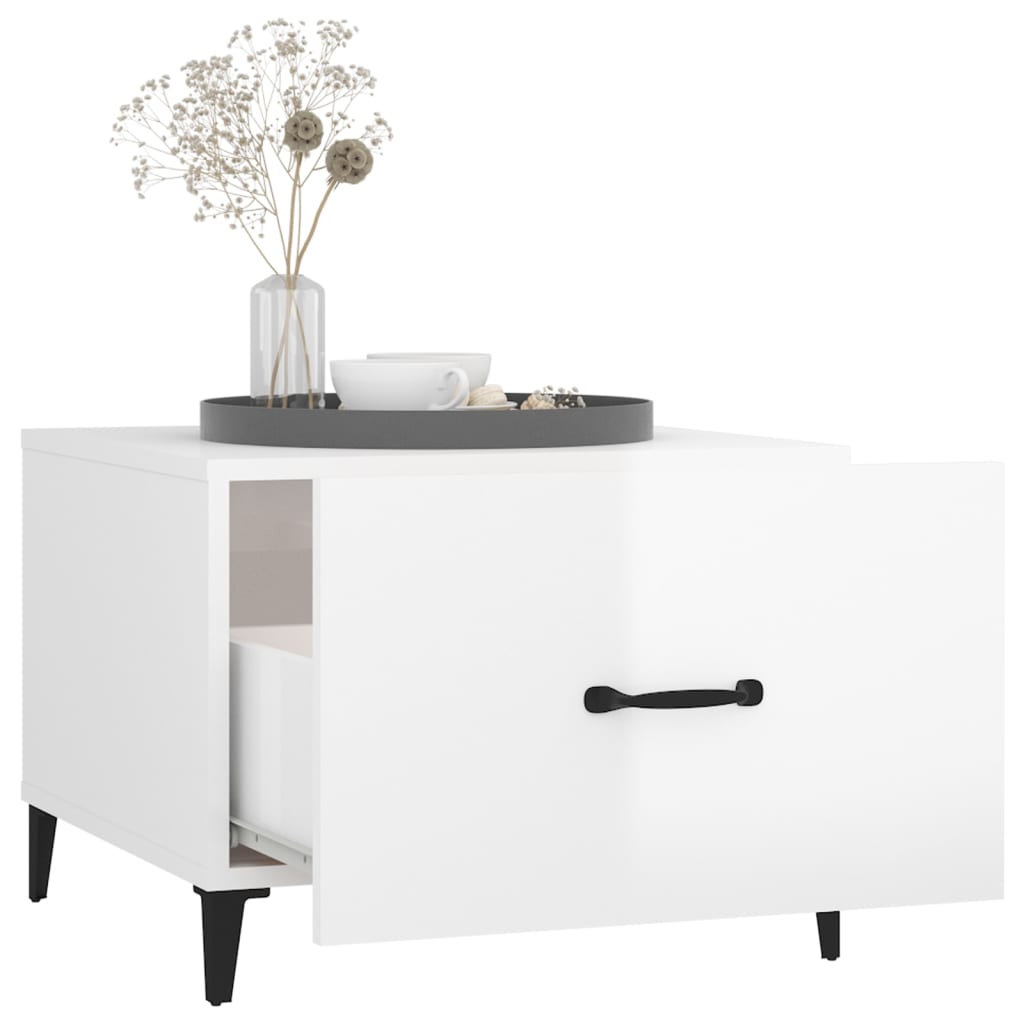vidaXL Coffee Tables with Metal Legs 2 pcs High Gloss White 50x50x40 cm