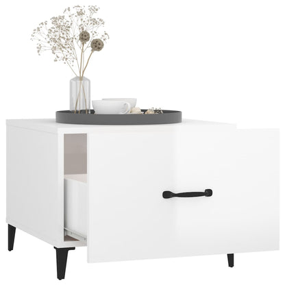 vidaXL Coffee Tables with Metal Legs 2 pcs High Gloss White 50x50x40 cm