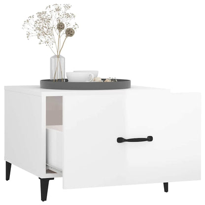 vidaXL Coffee Tables with Metal Legs 2 pcs High Gloss White 50x50x40cm