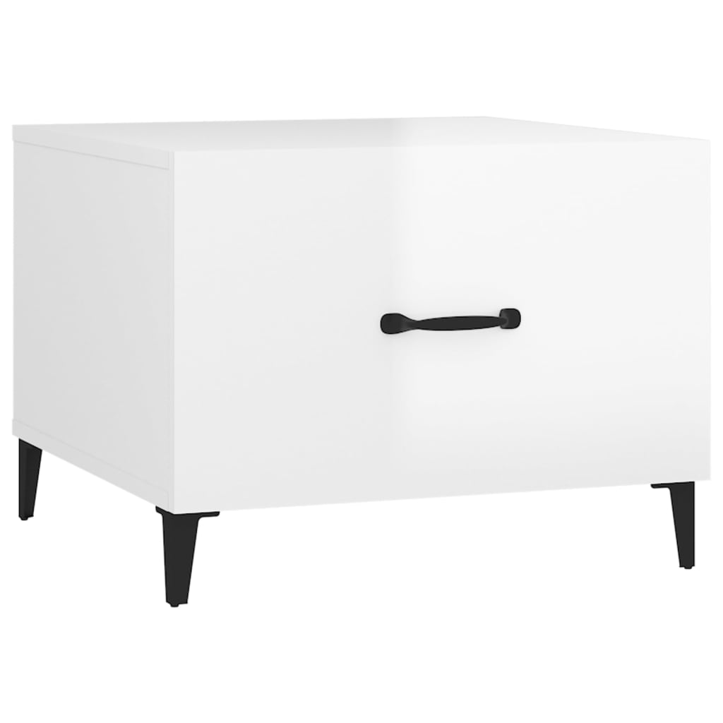 vidaXL Coffee Tables with Metal Legs 2 pcs High Gloss White 50x50x40 cm