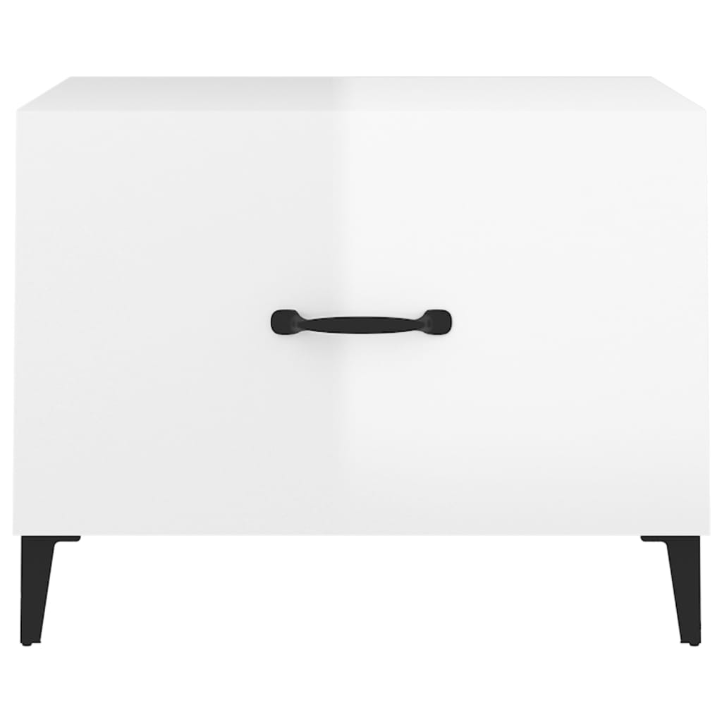 vidaXL Coffee Tables with Metal Legs 2 pcs High Gloss White 50x50x40 cm