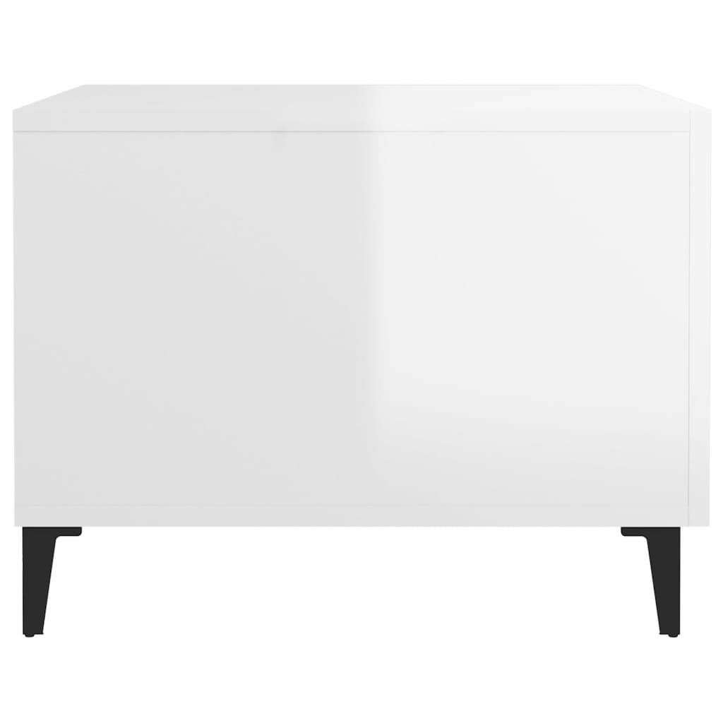 vidaXL Coffee Tables with Metal Legs 2 pcs High Gloss White 50x50x40 cm