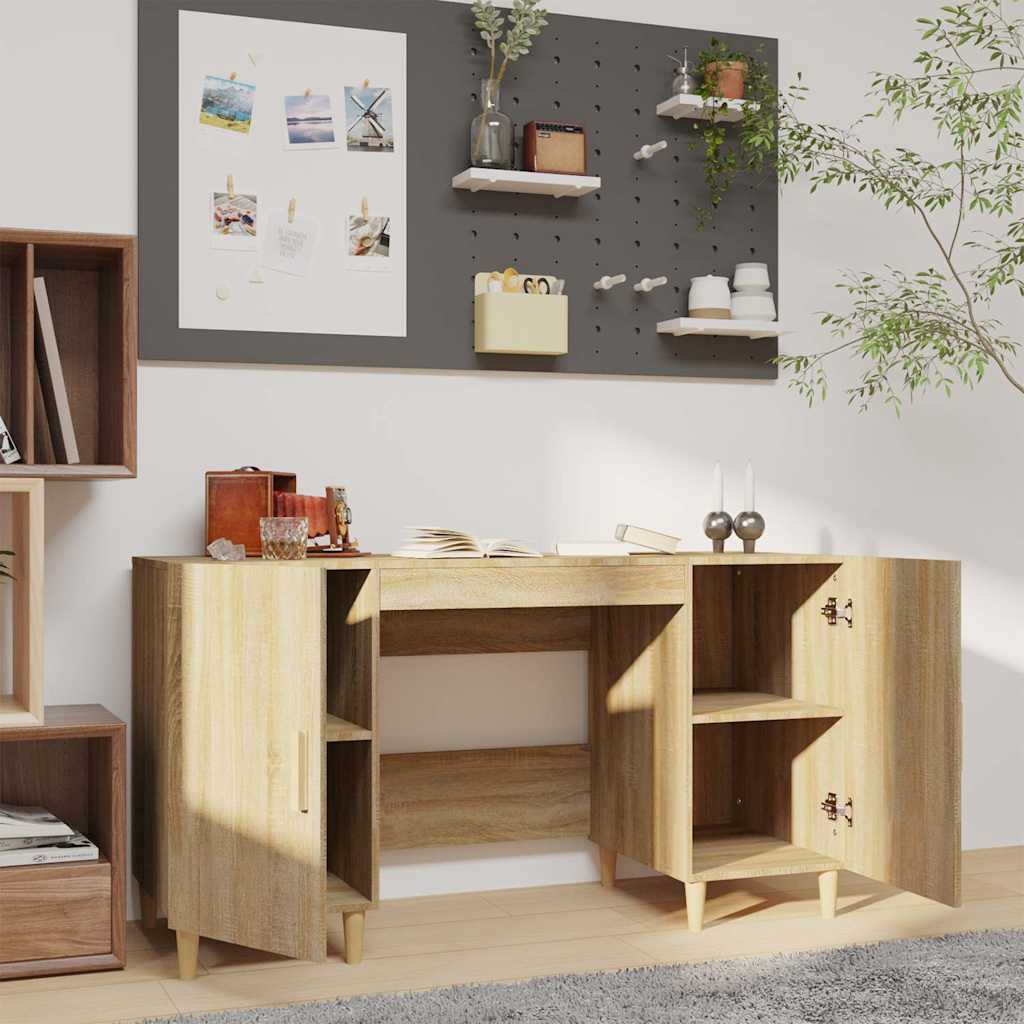 vidaXL Desk Sonoma Oak 140x50x75 cm Engineered Wood