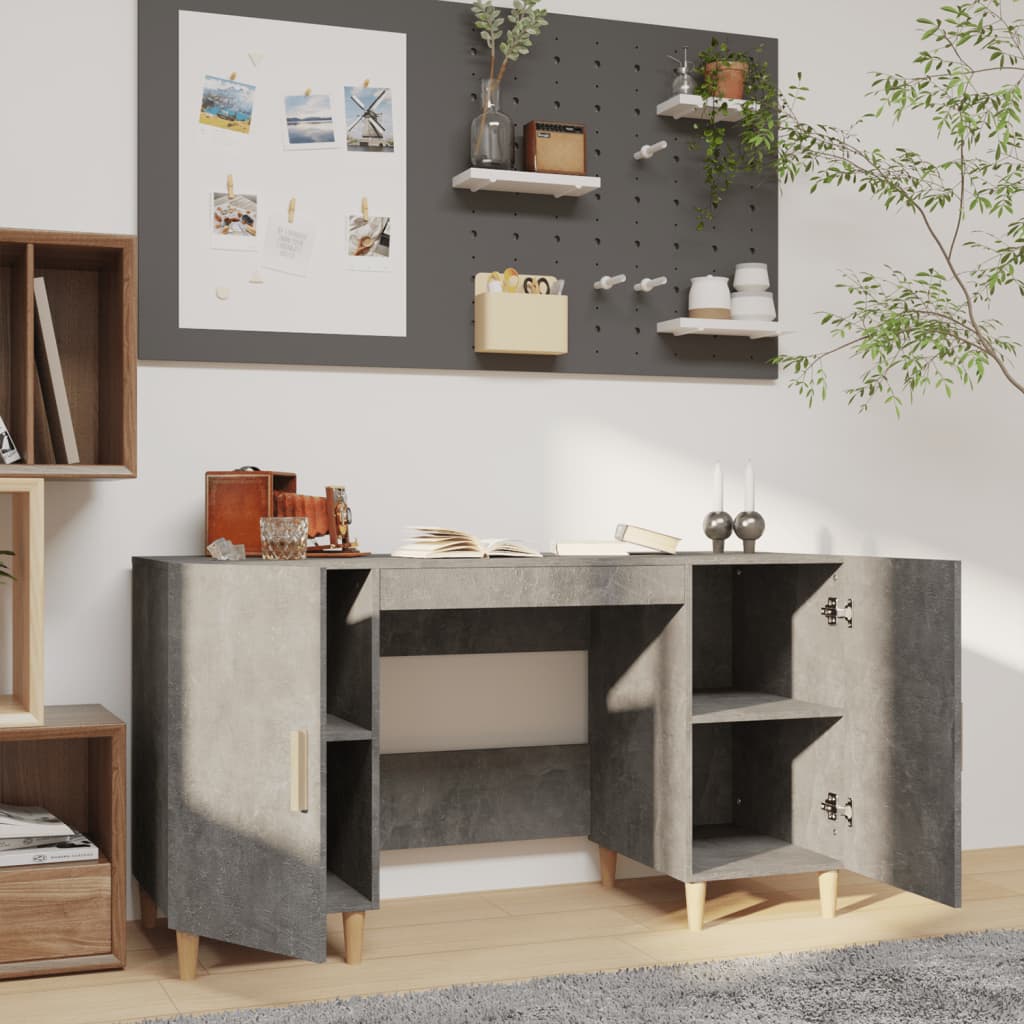 vidaXL Desk Concrete Grey 140x50x75 cm Engineered Wood