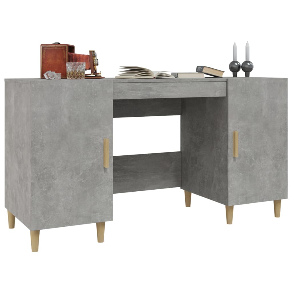 vidaXL Desk Concrete Grey 140x50x75 cm Engineered Wood