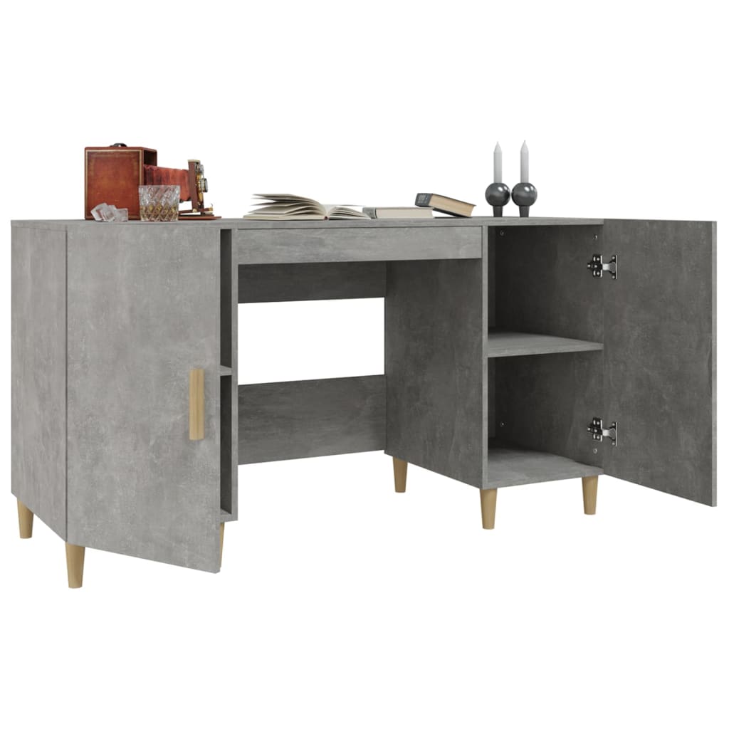 vidaXL Desk Concrete Grey 140x50x75 cm Engineered Wood