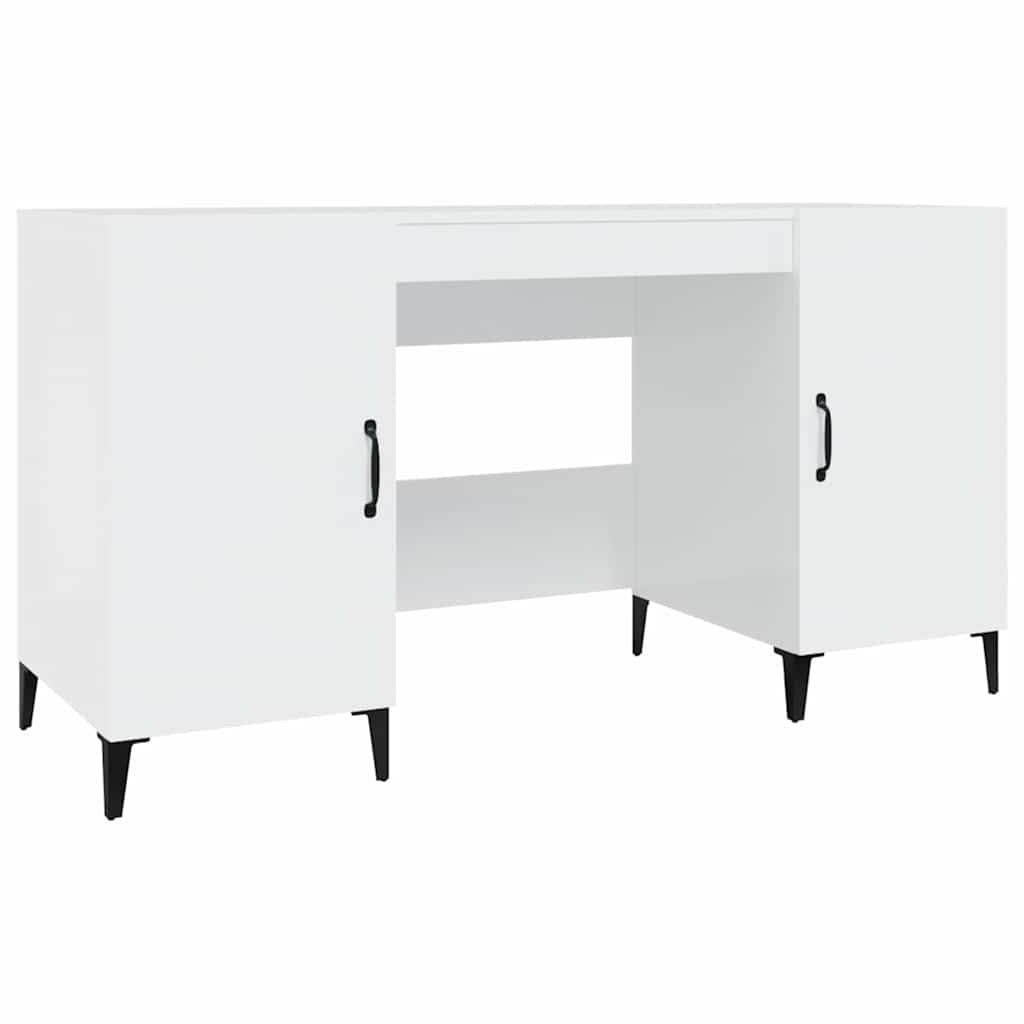 vidaXL Desk High Gloss White 140x50x75 cm Engineered Wood