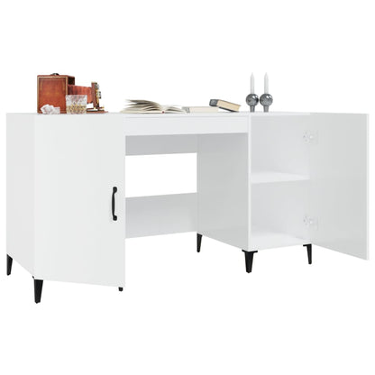 vidaXL Desk High Gloss White 140x50x75 cm Engineered Wood