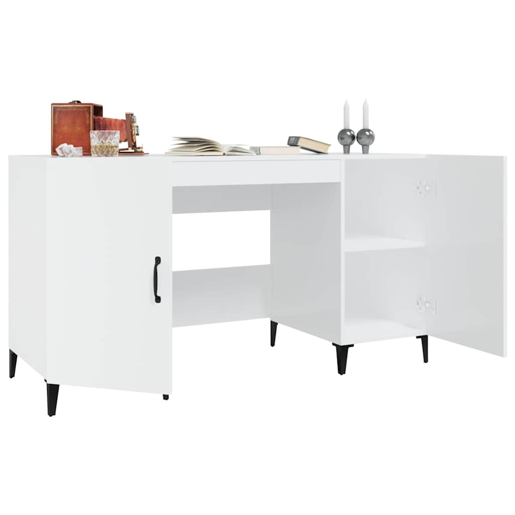 vidaXL Desk High Gloss White 140x50x75 cm Engineered Wood