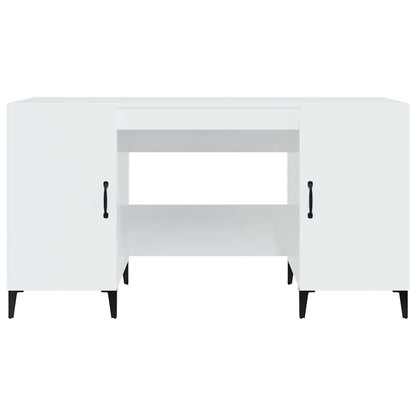 vidaXL Desk High Gloss White 140x50x75 cm Engineered Wood