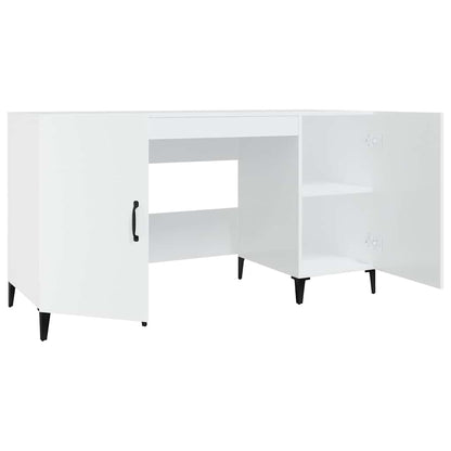 vidaXL Desk High Gloss White 140x50x75 cm Engineered Wood