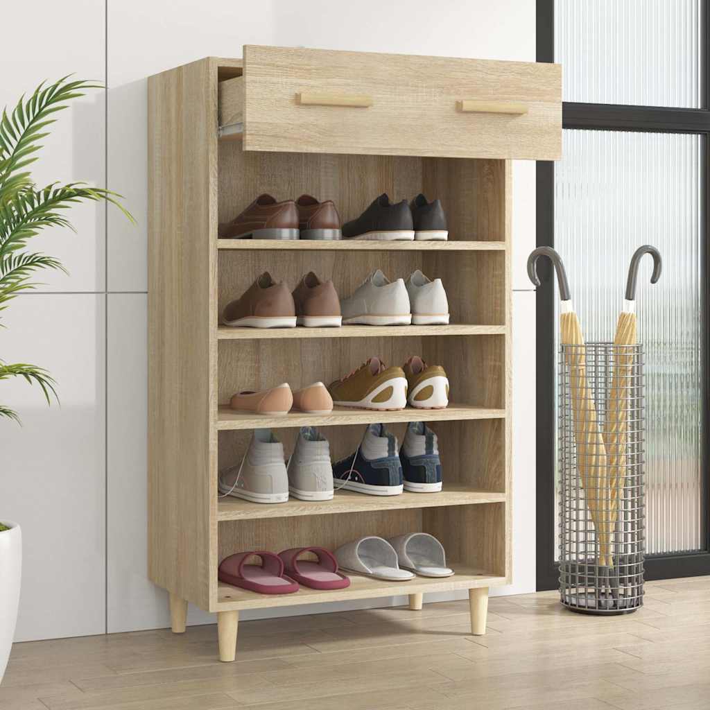 812783 vidaXL Shoe Cabinet Sonoma Oak 60x35x105 cm Engineered Wood