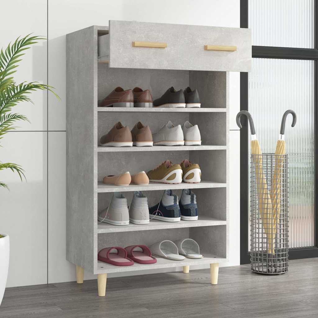 812784 vidaXL Shoe Cabinet Concrete Grey 60x35x105 cm Engineered Wood