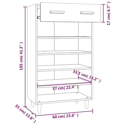 812784 vidaXL Shoe Cabinet Concrete Grey 60x35x105 cm Engineered Wood
