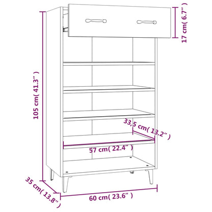 vidaXL Shoe Cabinet White 60x35x105 cm Engineered Wood