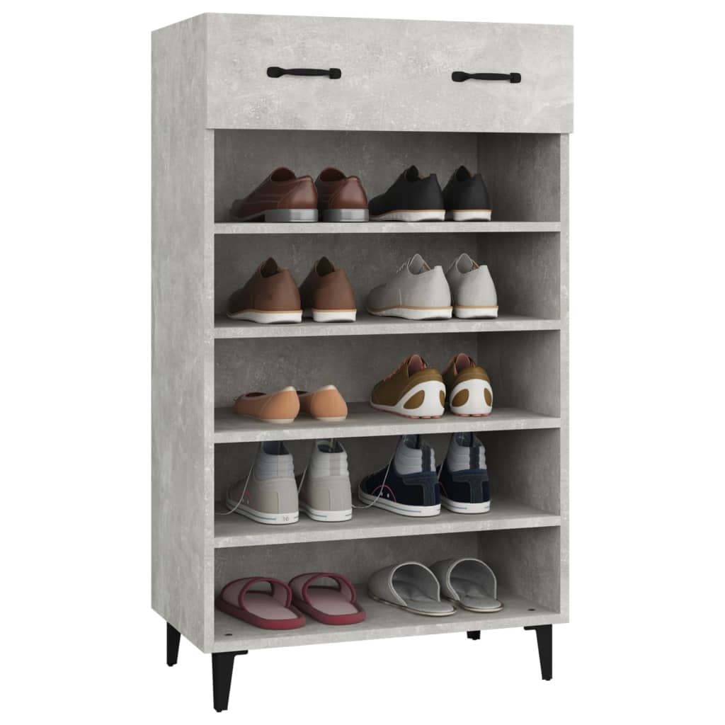 vidaXL Shoe Cabinet Concrete Grey 60x35x105 cm Engineered Wood