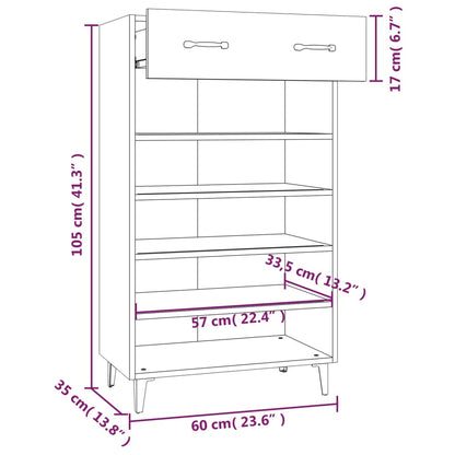 vidaXL Shoe Cabinet Concrete Grey 60x35x105 cm Engineered Wood