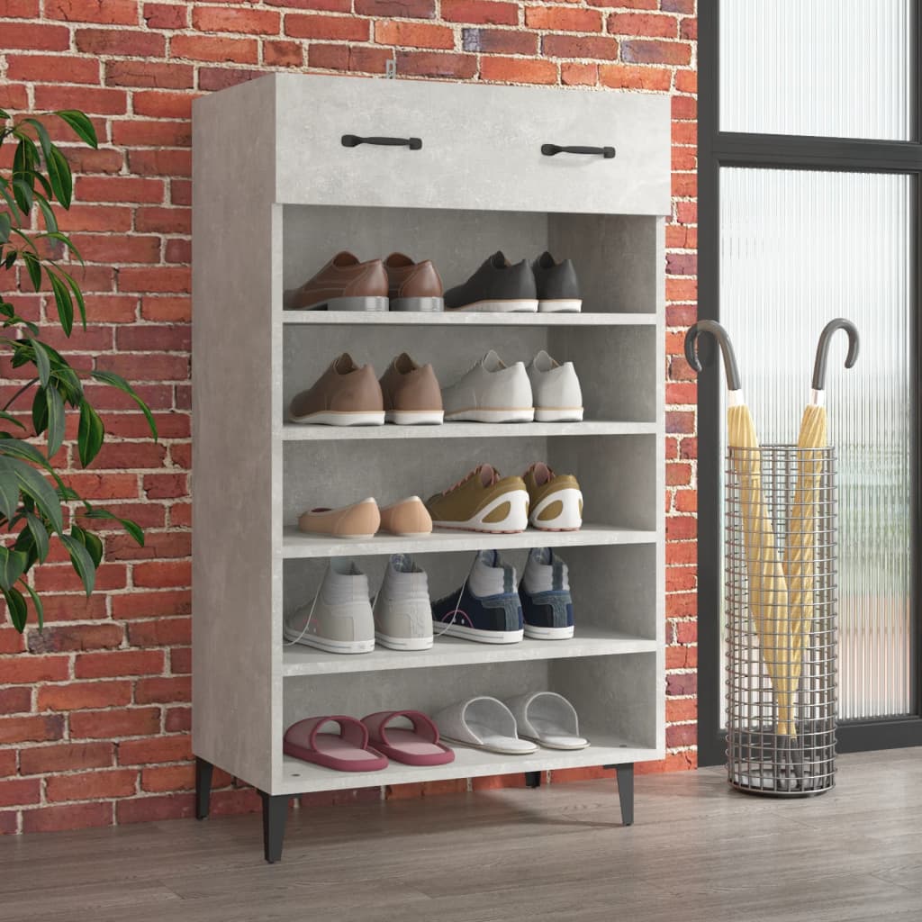 vidaXL Shoe Cabinet Concrete Grey 60x35x105 cm Engineered Wood