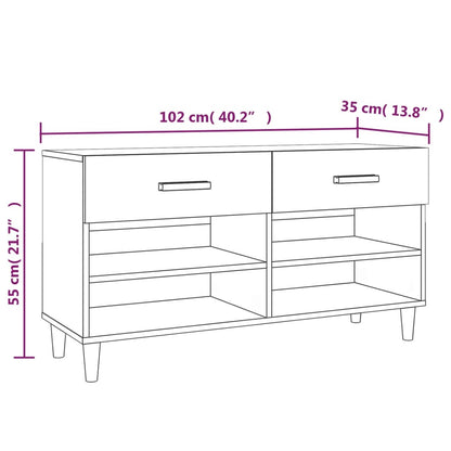 vidaXL Shoe Cabinet Black 102x35x55 cm Engineered Wood