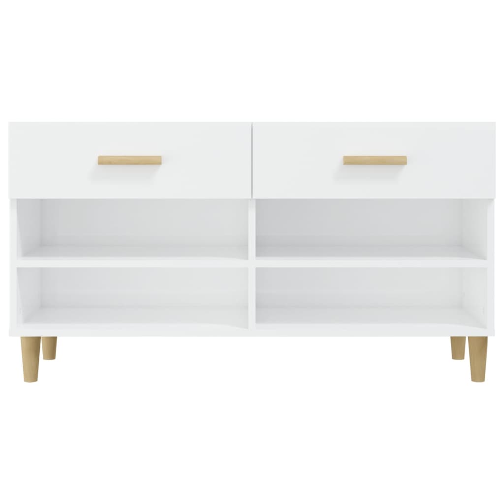 vidaXL Shoe Cabinet High Gloss White 102x35x55 cm Engineered Wood