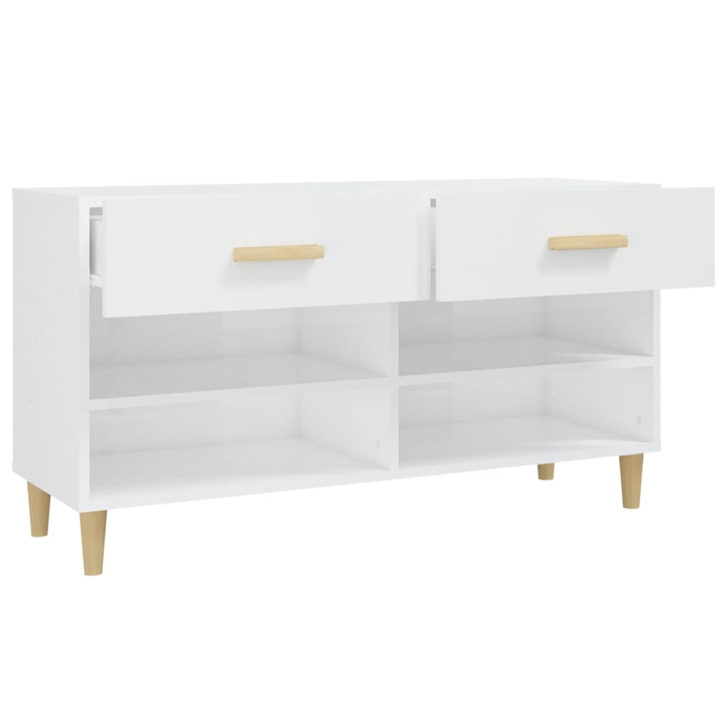 vidaXL Shoe Cabinet High Gloss White 102x35x55 cm Engineered Wood