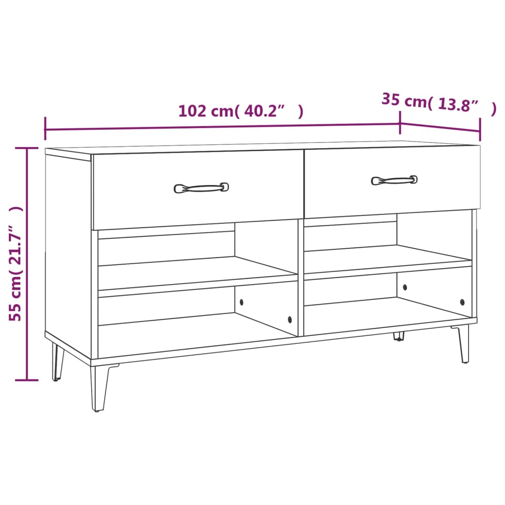 vidaXL Shoe Cabinet White 102x35x55 cm Engineered Wood