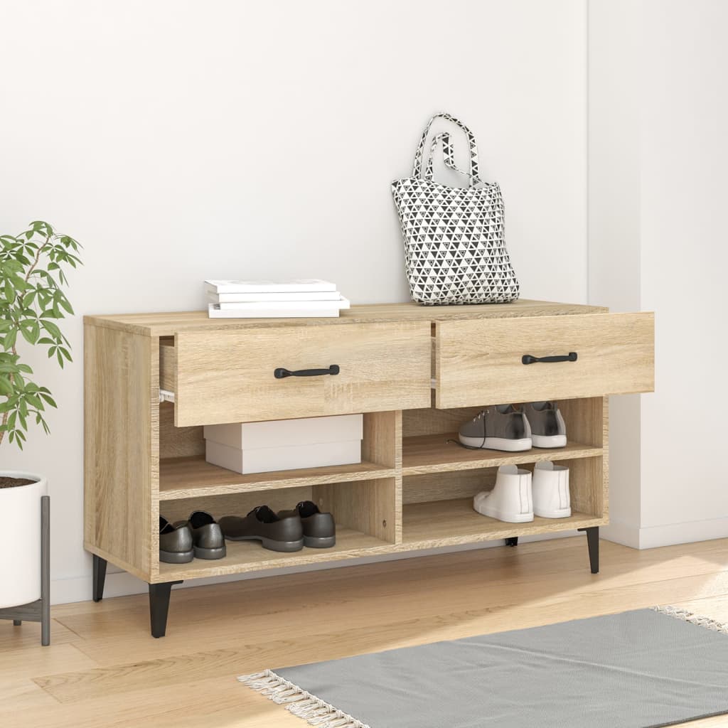 vidaXL Shoe Cabinet Sonoma Oak 102x35x55 cm Engineered Wood