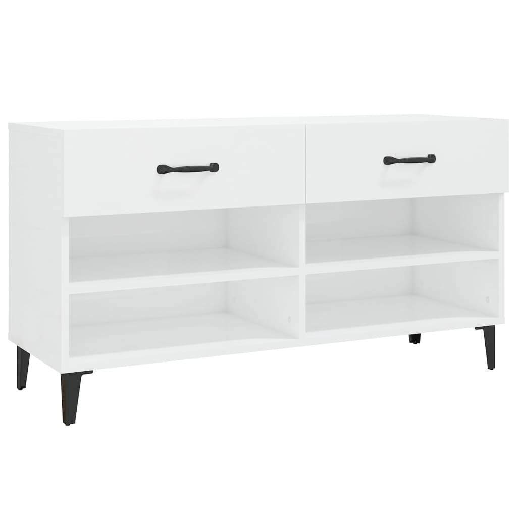 vidaXL Shoe Cabinet High Gloss White 102x35x55 cm Engineered Wood