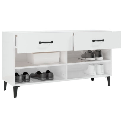vidaXL Shoe Cabinet High Gloss White 102x35x55 cm Engineered Wood