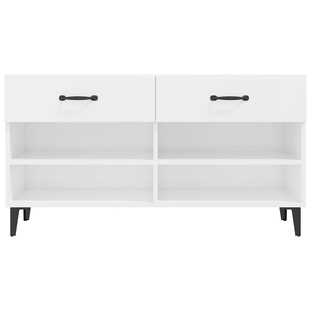 vidaXL Shoe Cabinet High Gloss White 102x35x55 cm Engineered Wood