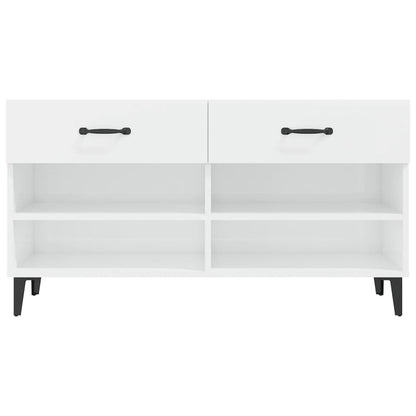 vidaXL Shoe Cabinet High Gloss White 102x35x55 cm Engineered Wood