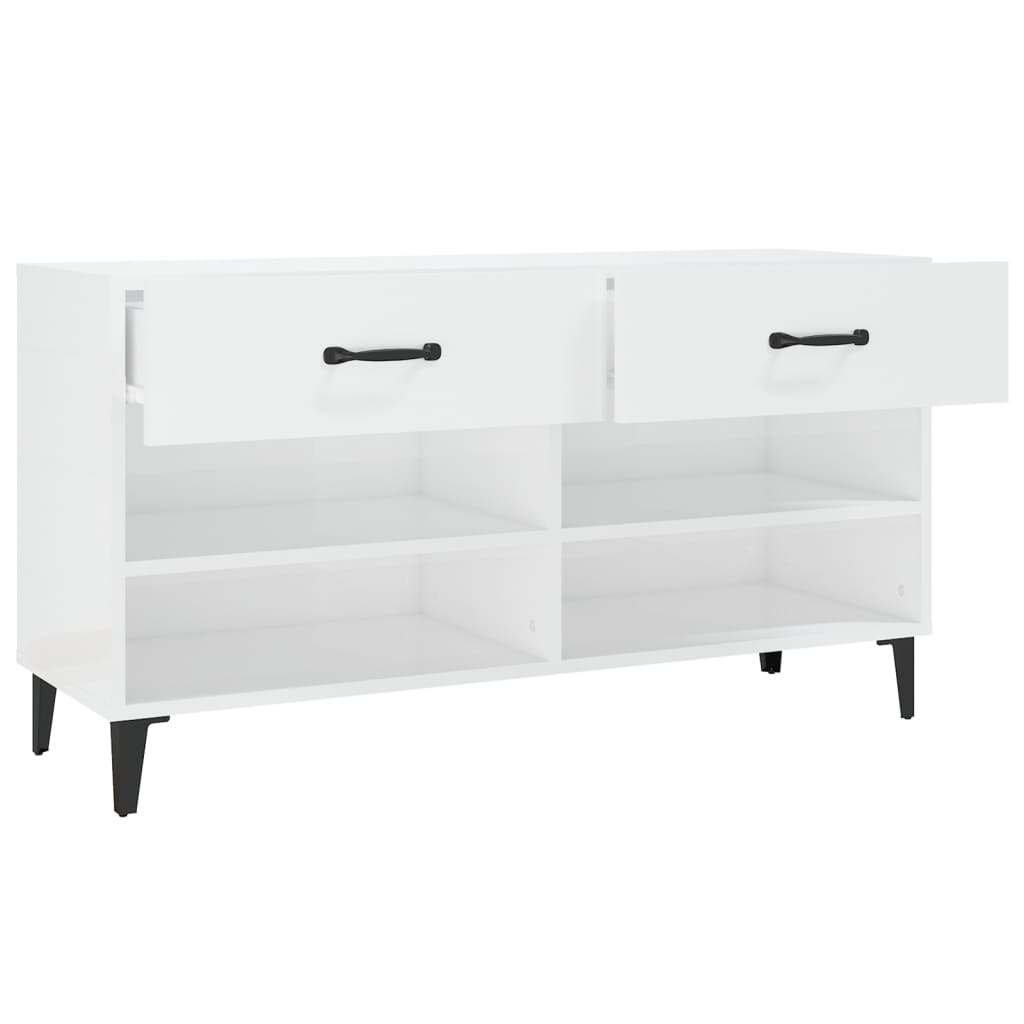 vidaXL Shoe Cabinet High Gloss White 102x35x55 cm Engineered Wood