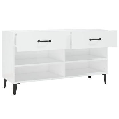 vidaXL Shoe Cabinet High Gloss White 102x35x55 cm Engineered Wood