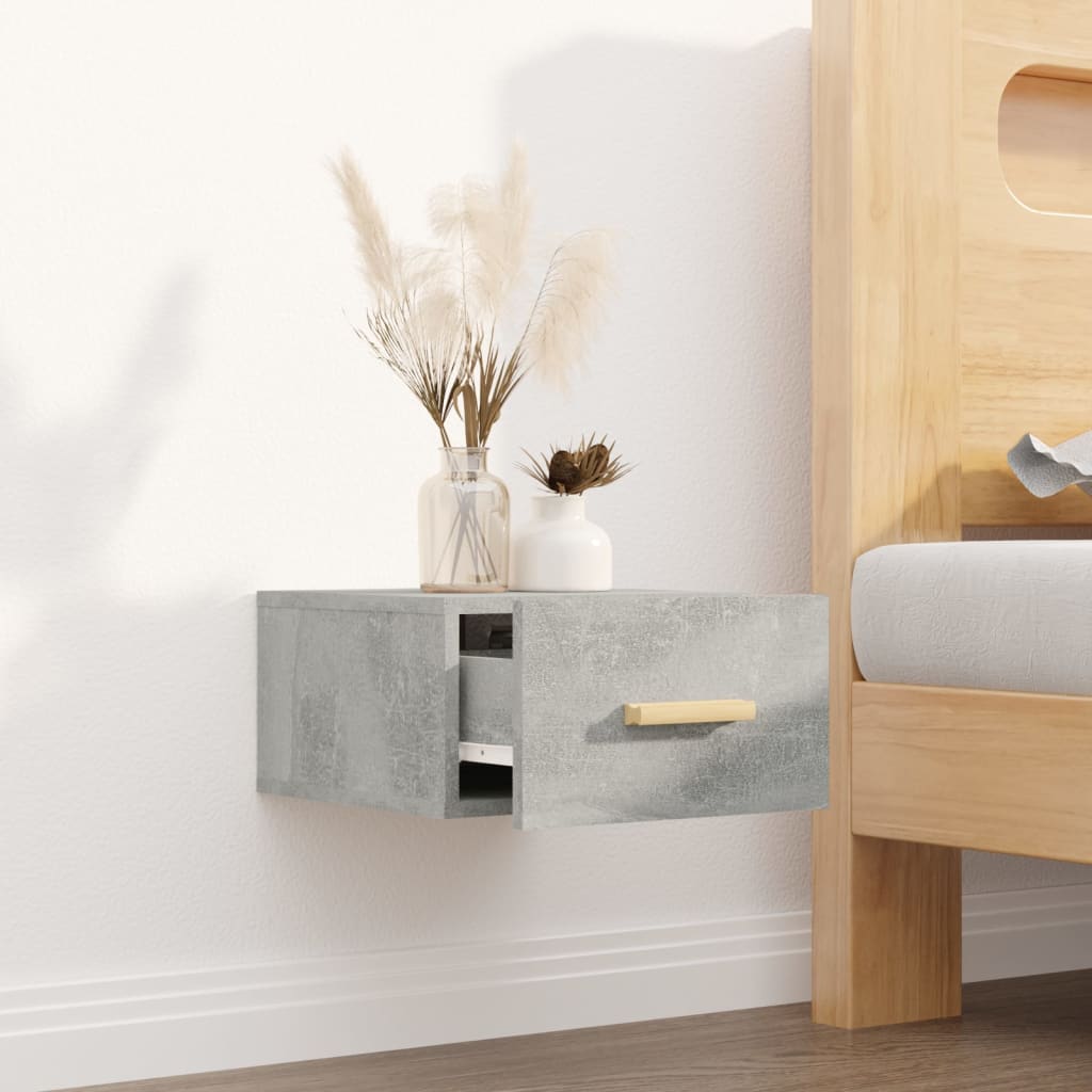 vidaXL Wall-mounted Bedside Cabinet Concrete Grey 35x35x20 cm