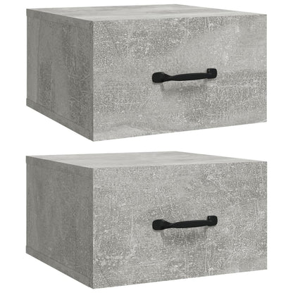 vidaXL Wall-mounted Bedside Cabinets 2 pcs Concrete Grey 35x35x20 cm