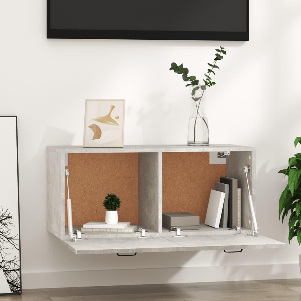 vidaXL Wall Cabinet Concrete Grey 80x36.5x35 cm Engineered Wood
