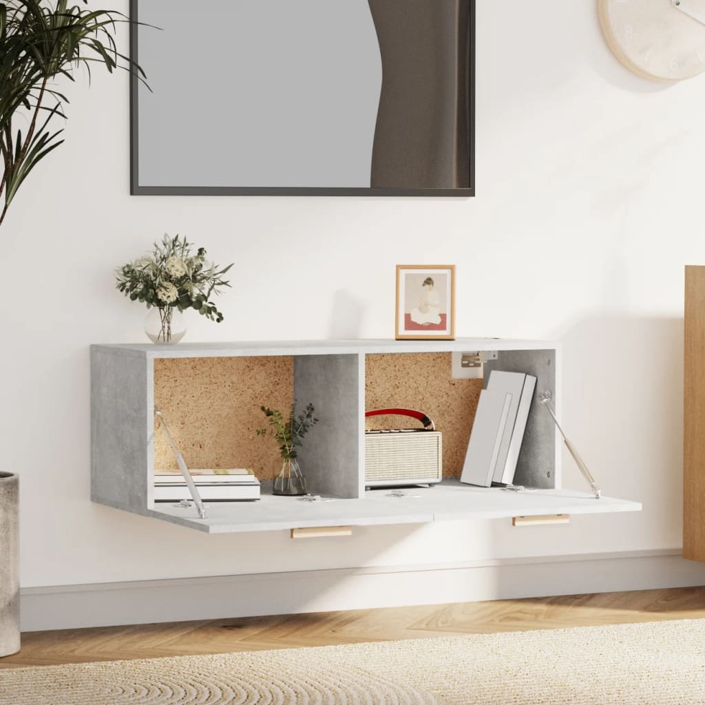 vidaXL Wall Cabinet Concrete Grey 100x36.5x35 cm Engineered Wood