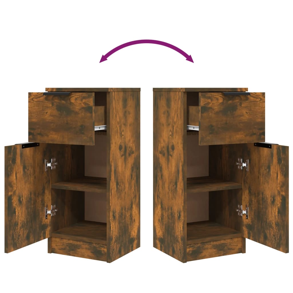 vidaXL Sideboards 2 pcs Smoked Oak 30x30x70 cm Engineered Wood