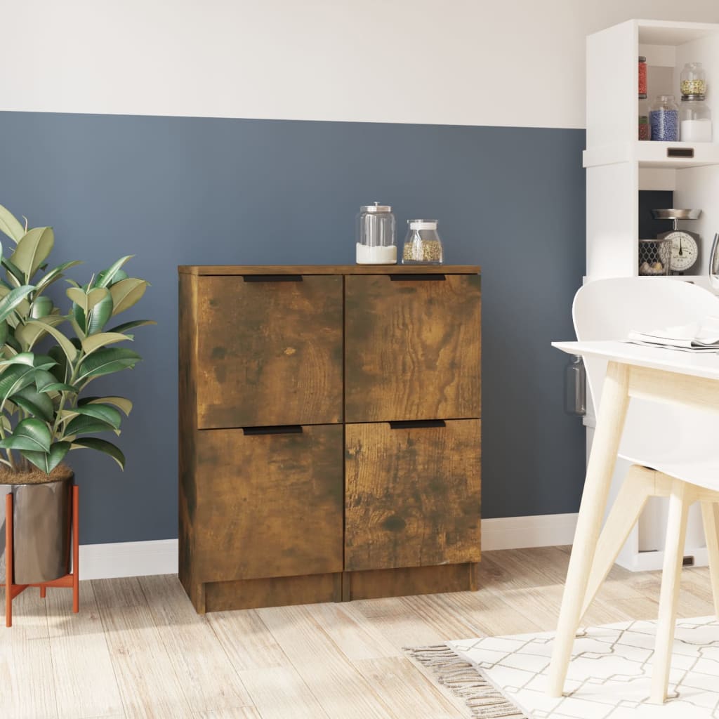 vidaXL Sideboards 2 pcs Smoked Oak 30x30x70 cm Engineered Wood
