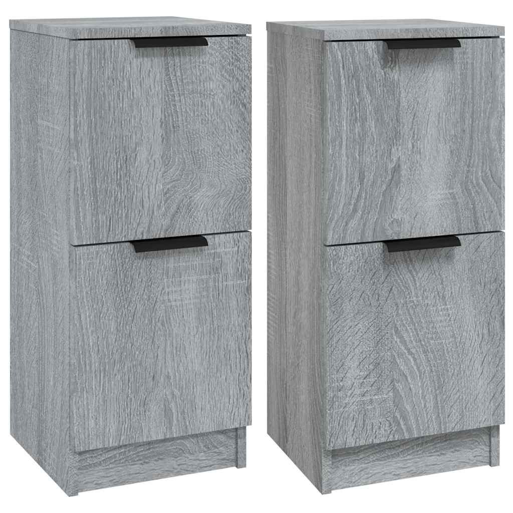 vidaXL Sideboards 2 pcs Grey Sonoma 30x30x70 cm Engineered Wood
